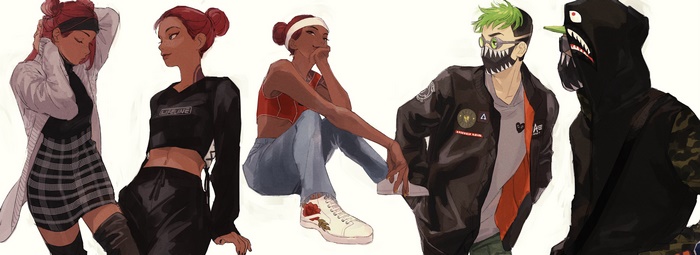 Characters from Apex Legends in streetwear