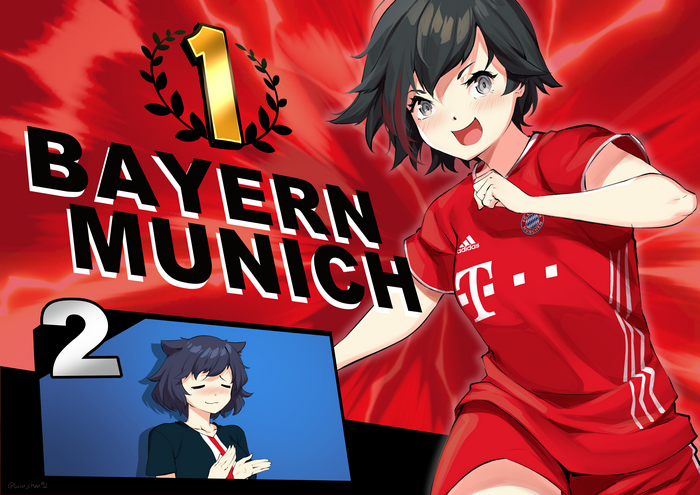 Anime girl in Bayern Munich jersey with rankings