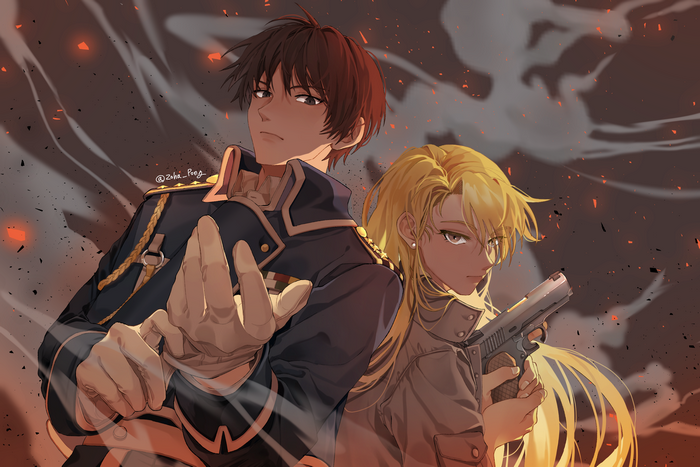 Roy Mustang and Riza Hawkeye from Fullmetal Alchemist