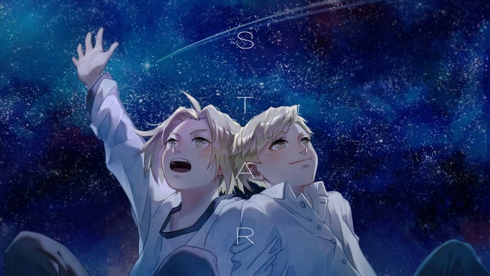 Edward and Alphonse Elric from Fullmetal Alchemist looking at stars