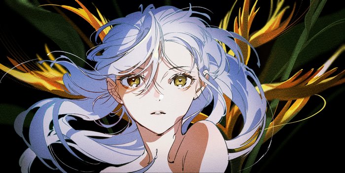 Girl with white hair and yellow eyes