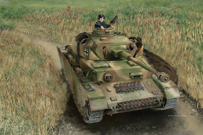 Panzer IV tank with crew member