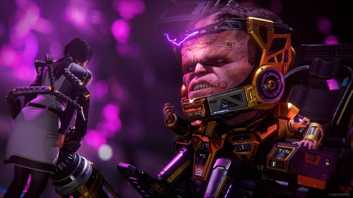 MODOK and a woman from Marvel's Avengers 4K