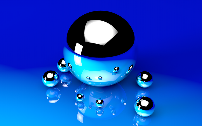 Abstract Blue Sphere Reflection Digital Art