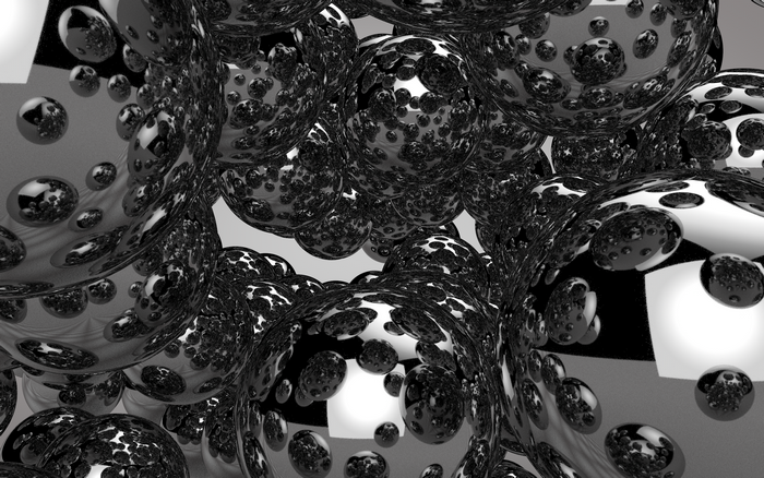 Abstract 3D Black Spheres with Reflections