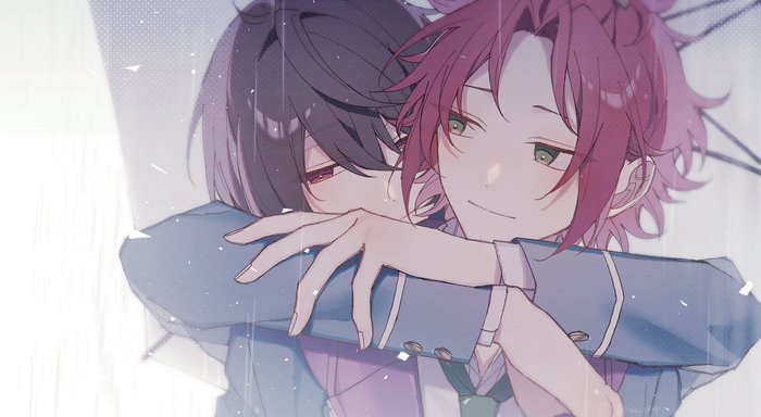 Ritsu Sakuma and Mao Isara Embrace