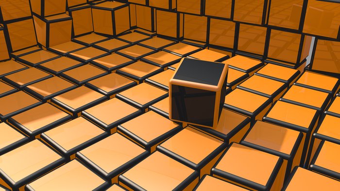 Abstract 3D Cubes with Black and Orange Colors