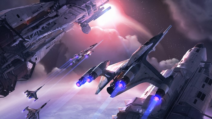 Sci-Fi Spaceships in Space
