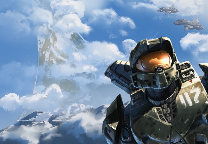 Master Chief from Halo in a snowy landscape