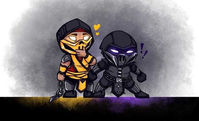 Chibi Sub-Zero and Scorpion Mortal Kombat 4K Art