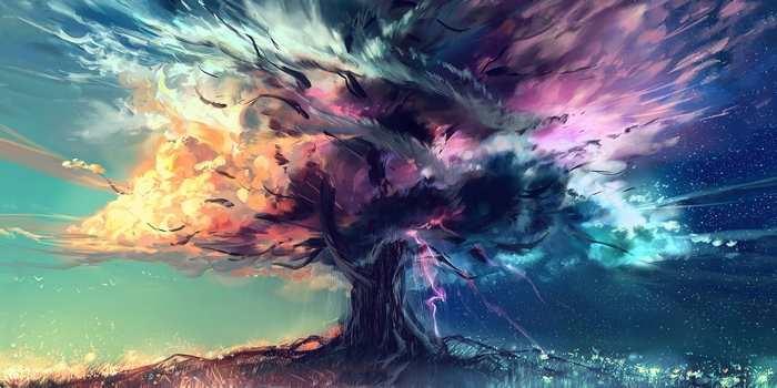 Artistic Tree with Vivid Sky Colors