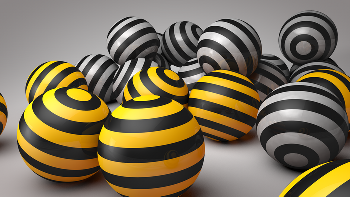 Abstract Spheres with Black and Yellow Stripes