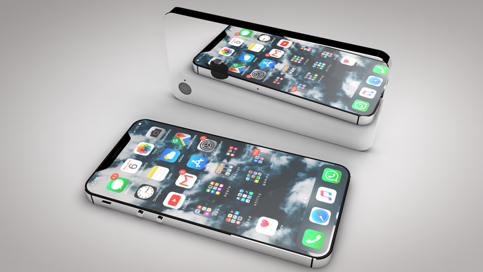Two iPhones with cloud wallpaper on screen