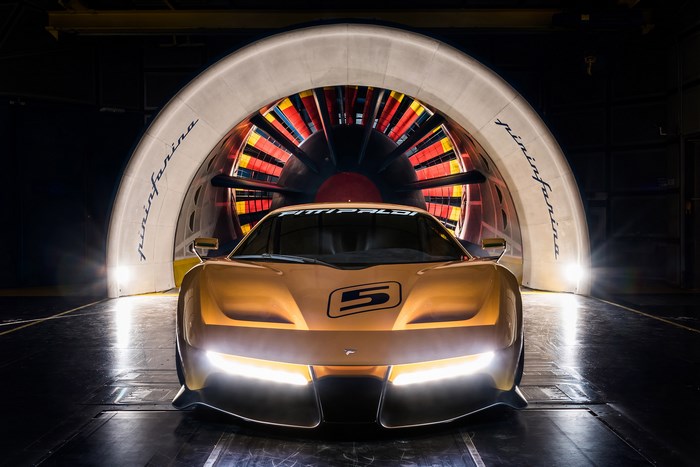 Fittipaldi EF7 race car in wind tunnel