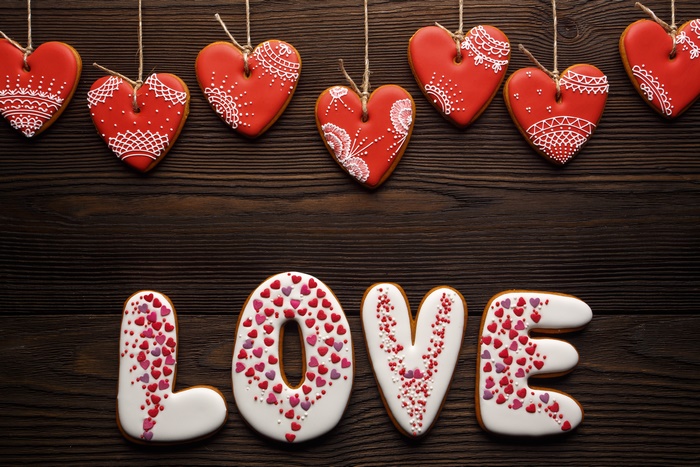 Valentines Day Heart Cookies and LOVE Letters