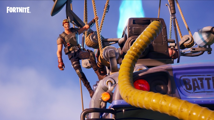 Fortnite Battle Bus with a character
