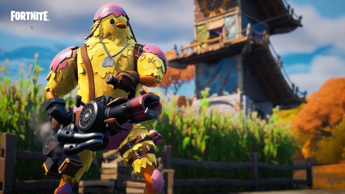 Fortnite Cluck Skin with Minigun