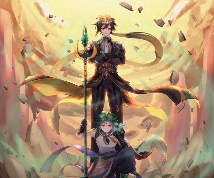 Zhongli and Xiao Dynamic Pose Genshin Impact