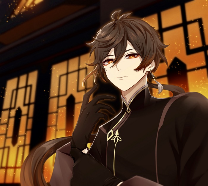 Zhongli from Genshin Impact in Dark Attire