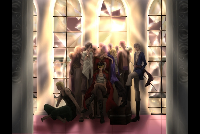 Hetalia: Axis Powers characters in a grand hall