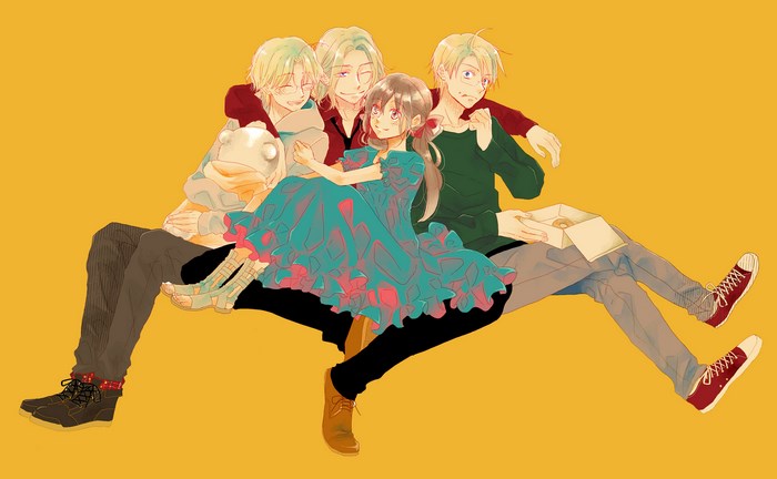 Hetalia: Axis Powers characters with a girl