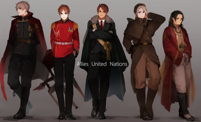 Allies United Nations characters from Hetalia: Axis Powers