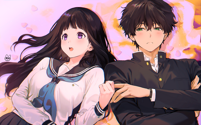 Hyouka Characters Eru Chitanda and Hōtarō Oreki