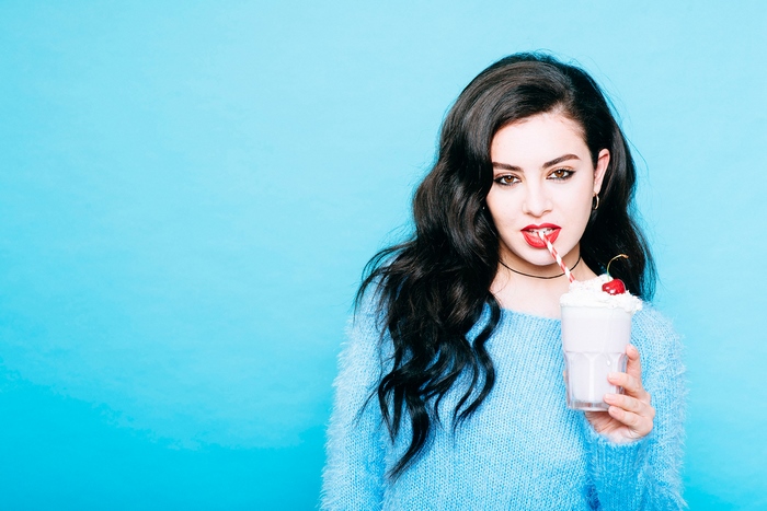 Charli XCX with a milkshake