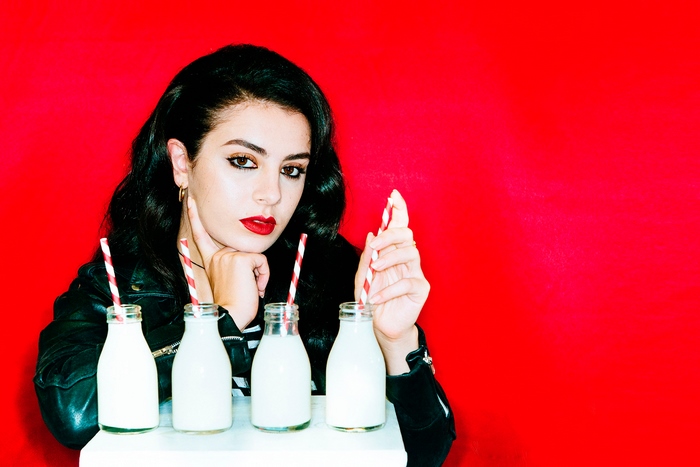 Charli XCX with milk bottles