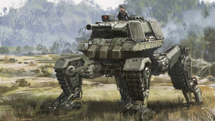 Sci-Fi Walker Tank with Soldier