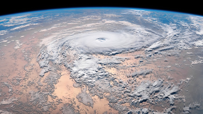 Hurricane viewed from space over Earth's surface