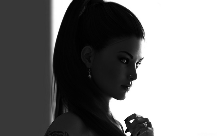 Black and white portrait of a woman
