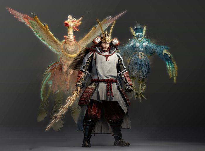 Samurai with mythical birds from Nioh 2 4K