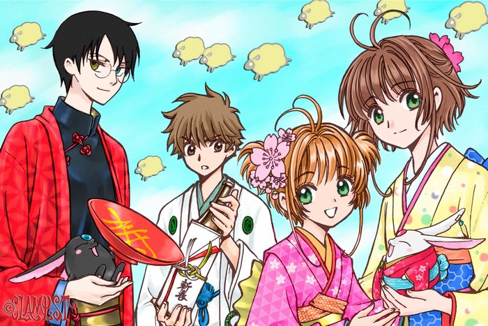 Sakura and Syaoran from Tsubasa: Reservoir Chronicle with Sakura Kinomoto and Kimihiro Watanuki
