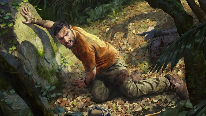 Man injured in jungle with backpack and rifle