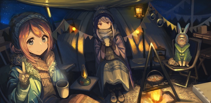 Nadeshiko Kagamihara and Rin Shima from Laid-Back Camp 4K