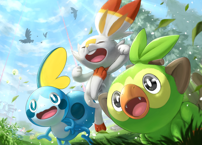 Scorbunny, Grookey, and Sobble from Pokémon 4K