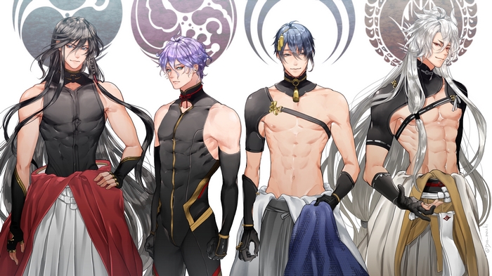 Four male characters from Touken Ranbu