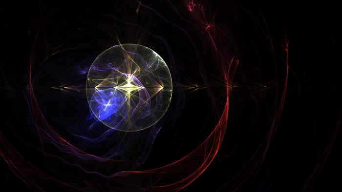 Abstract glowing sphere with colorful energy