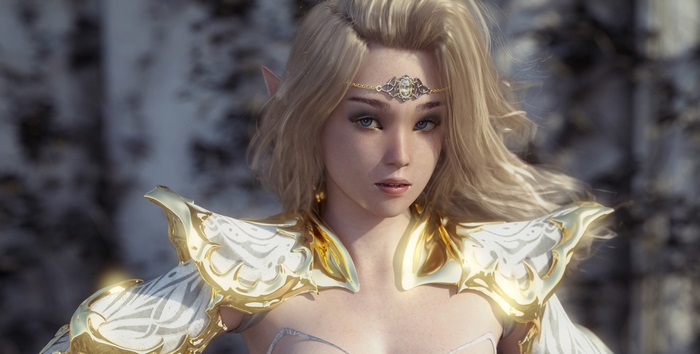 Fantasy Elf Warrior with Golden Armor
