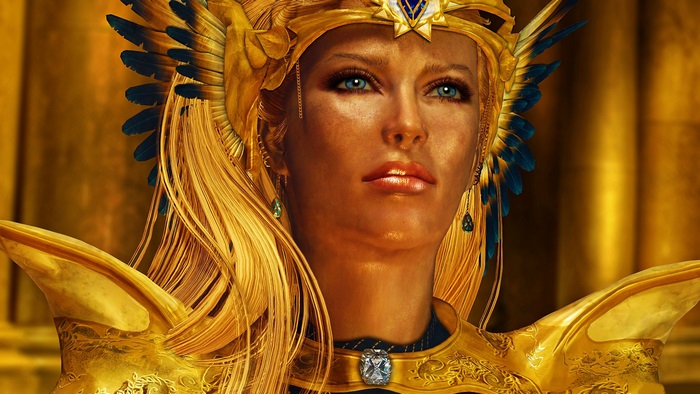Fantasy Woman Warrior in Golden Armor