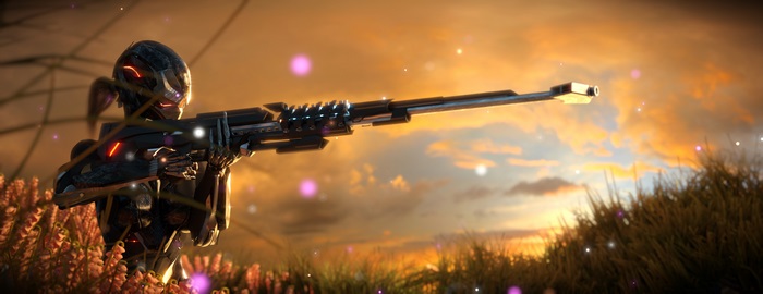 Sci Fi Robot with Sniper Rifle 4K