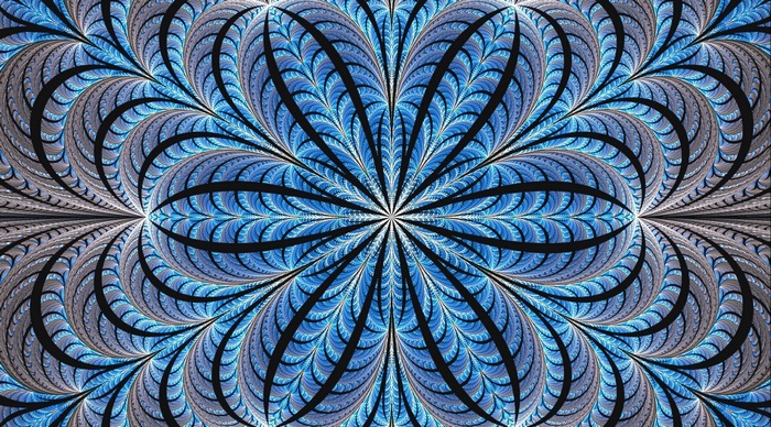 Abstract fractal pattern with blue and gray elements