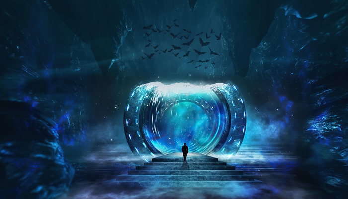 Fantasy Portal Radiating Blue Light 4K