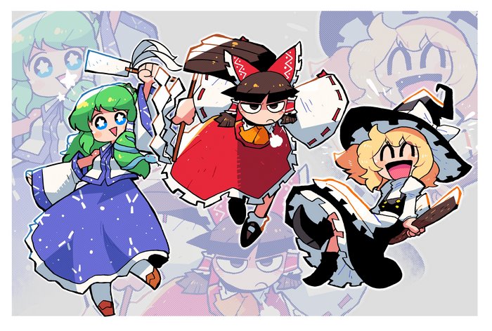 Touhou 4K: Sanae Kochiya, Marisa Kirisame, Reimu Hakurei