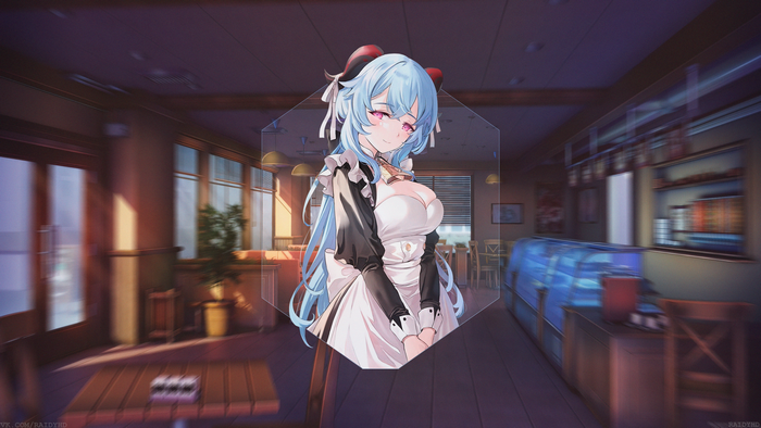 Ganyu from Genshin Impact in a Maid Outfit 4K