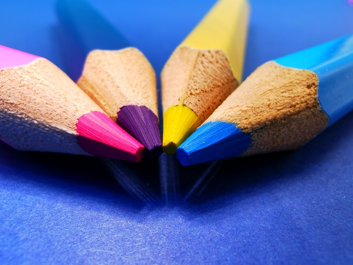 Macro photography of colored pencils