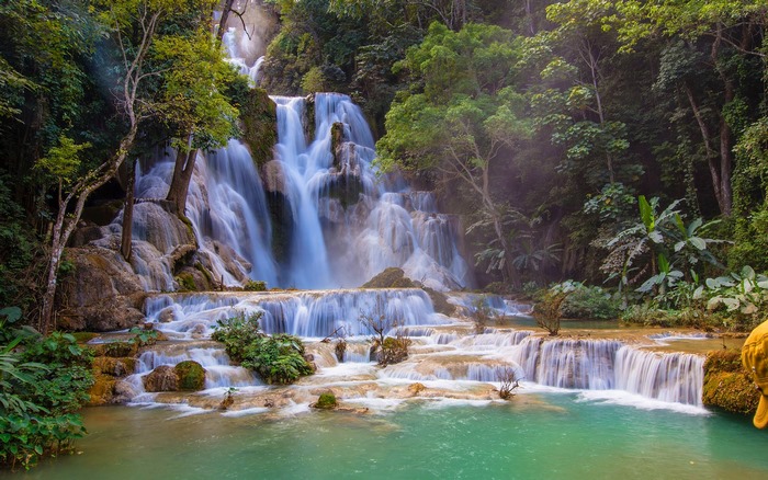 Kuang Si Falls waterfall in Laos
