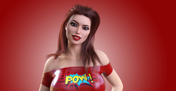 Woman with POW! shirt