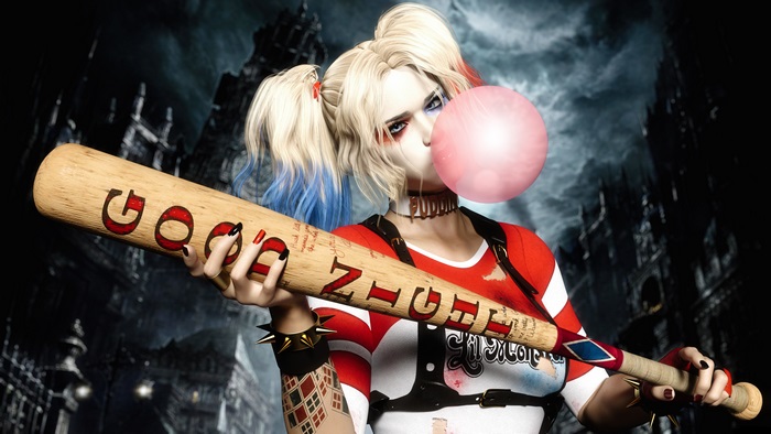 Harley Quinn with Baseball Bat in Dark City